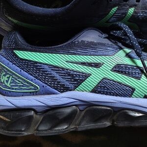 Asics Blue and Green Athletic Shoes